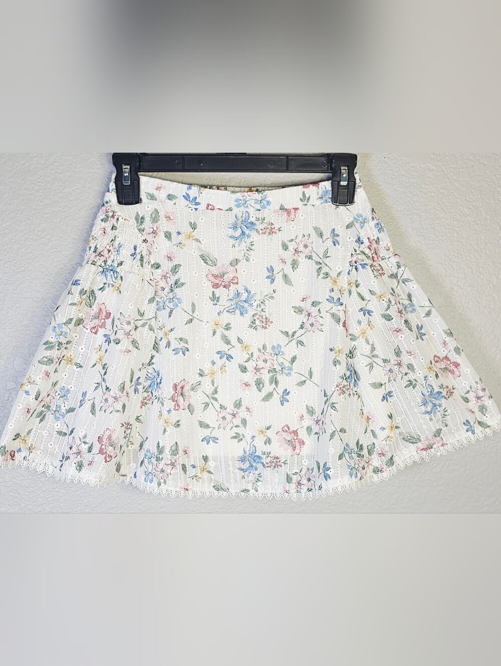 Hannah Banana Girls Size 8 Floral Eyelet Lace Skirt Cottagecore